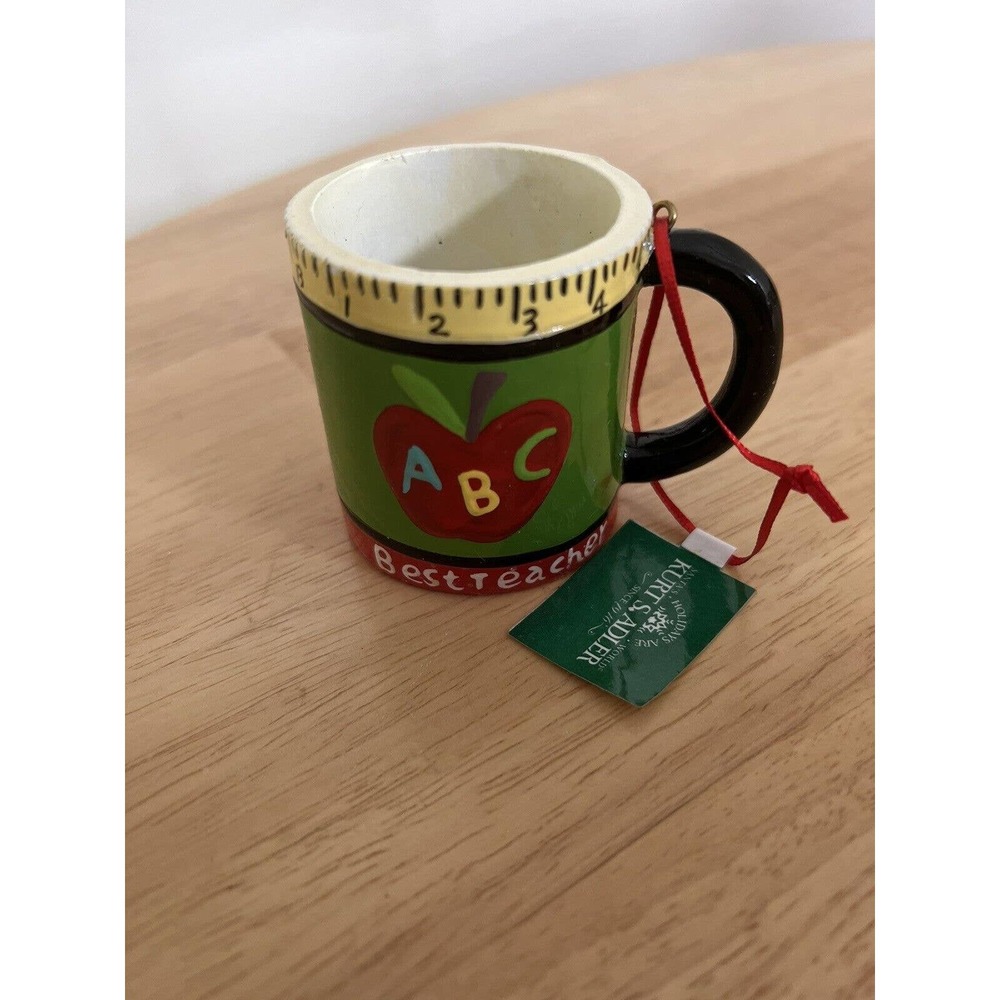 NEW Kurt S Adler Best Teacher Ever Coffee Mug Resin Ornament Back To School Gift